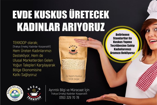 TEKKOOP evde kuskus üretecek kadınlar arıyor